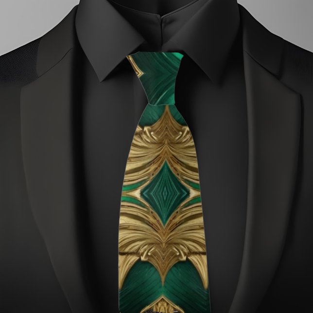 Cravate Necktie or et émeraude (Créateur téléchargé)
