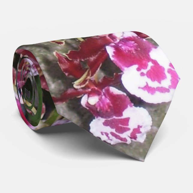 Cravate Necktie - Tolumnia Jairak Rainbow Orchid (Roulé)