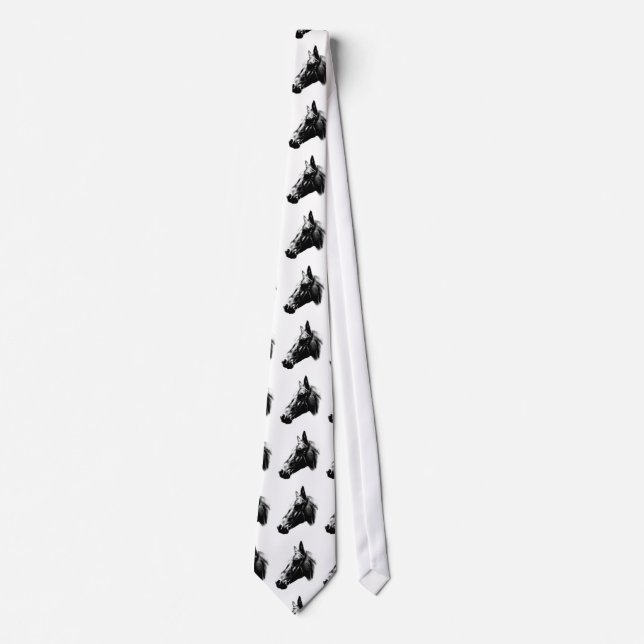 Cravate Neckties de Cheval noir et blanc (Devant)