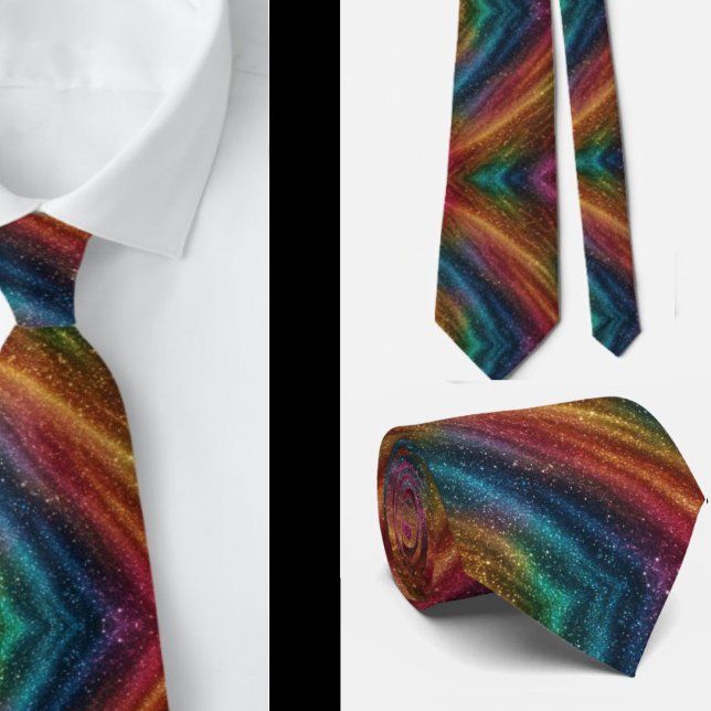Cravate Neckties de Parties scintillant Abstraite Rainbow  (Créateur téléchargé)