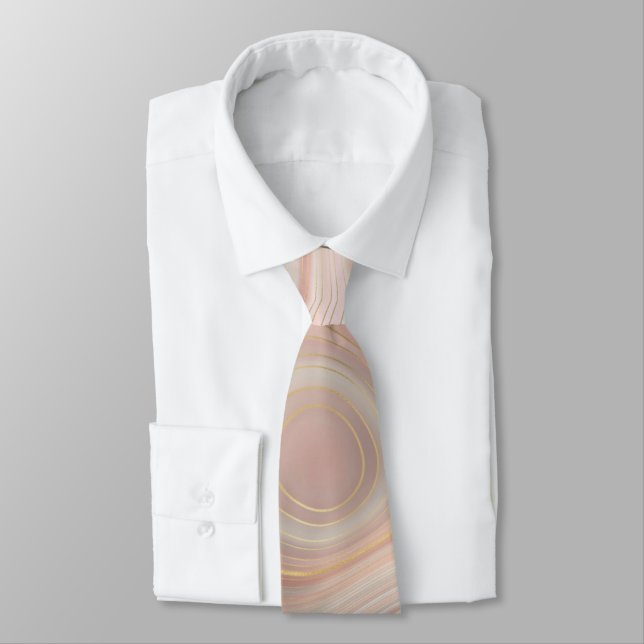 Cravate Neckties Tan & Pink Marble Men (Attaché)