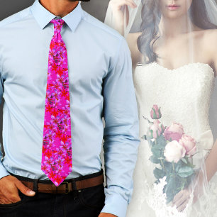 Cravate Neon Hawaiian Flowers Plumeria Frangipani Bold