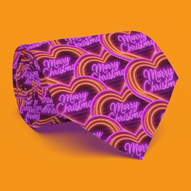 Cravate Neon Joyeux Noël Cœur d'amour (Créateur téléchargé)