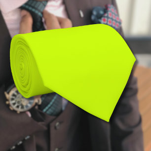Cravate Neon Lime Jaune Couleur Solide Classique Éléga