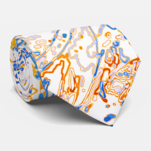 Cravate Neon Orange Yellow Blue Curvy Line Pattern -COOL (Roulé)