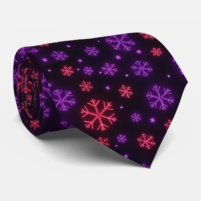 Cravate Neon Snowflakes (Roulé)