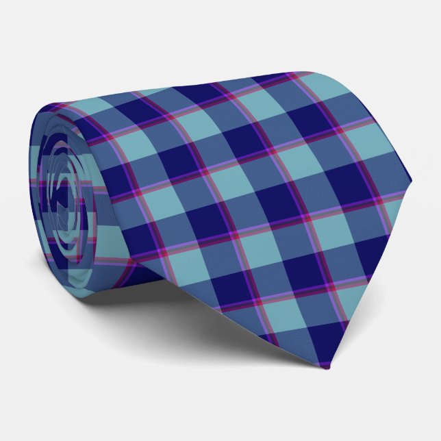Cravate Neptune and Gulf Blue Plaid Neck Tie (Roulé)