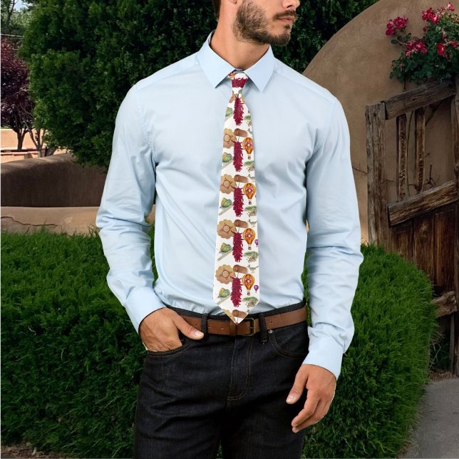 Cravate New Mexico Symbols Zia Hot Air Balloon roadrunner (Créateur téléchargé)