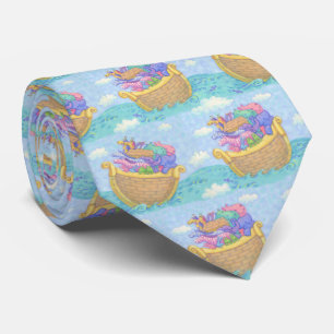 Cravate Noah's Ark Religious Novelty Blue Motif