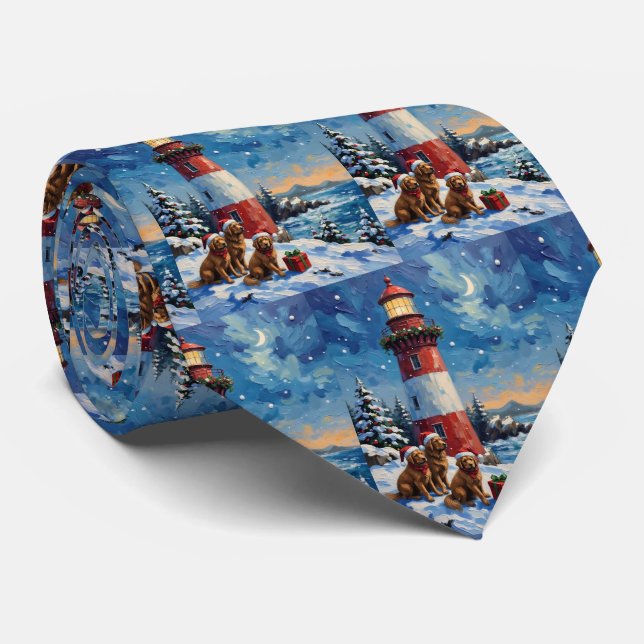 Cravate Noël au phare de Terre-Neuve (Roulé)