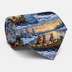 Cravate Noël Bateau de Berger Allemand Vacances