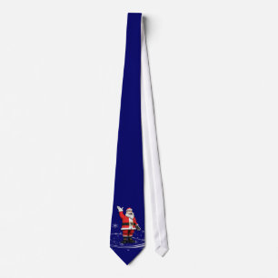 Cravate Noël bleu au Père Noël