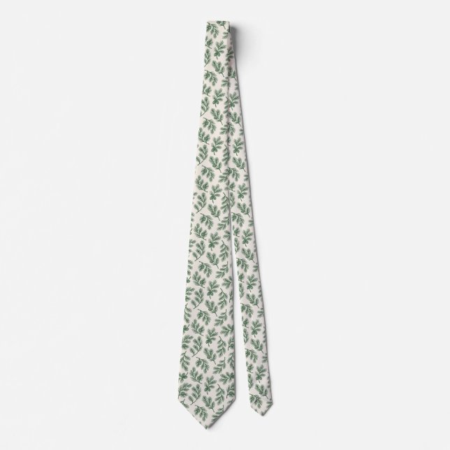 Cravate Noël Branche de Pin Vert (Devant)