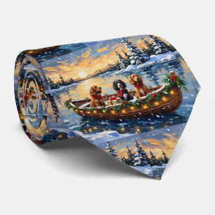 Cravate Noël Cocker Spaniel Bateau Fêtes