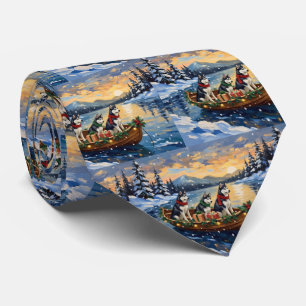 Cravate Noël de bateau de Husky sibérien