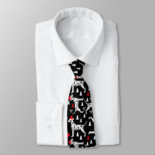 Cravate Noël de Noël de Dalmatie Chiens noirs de Noël (Attaché)