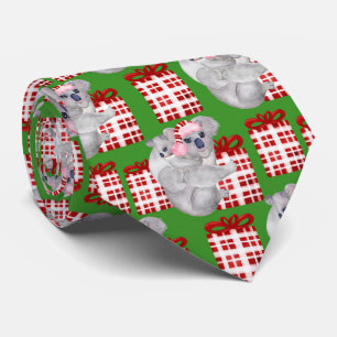 Cravate Noël d'été Koalas Green