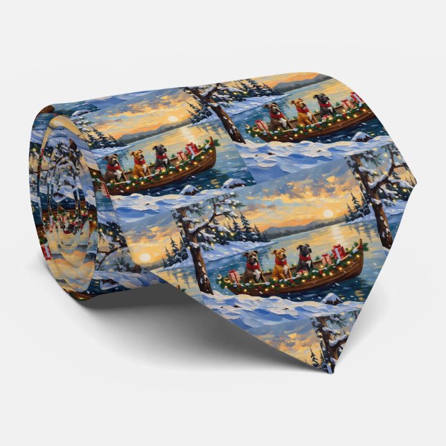 Cravate Noël en bateau pour Pitbull (Roulé)