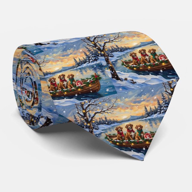 Cravate Noël en bateau Vizsla (Roulé)