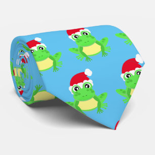 Cravate Noël Grenouille bleue Santa Hat Motif Nouveauté