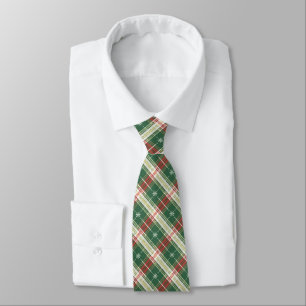 Cravate Noël plaqué en blanc, vert, rouge