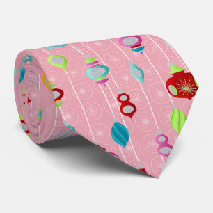Cravate Noël rose rétro