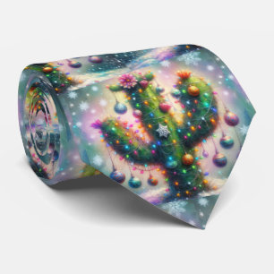 Cravate Noël Saguaro Cactus Désert Whimsical