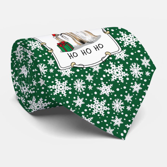 Cravate Noël Santa Hat Chih Tzu (blanc tan) Chien mignonne (Roulé)