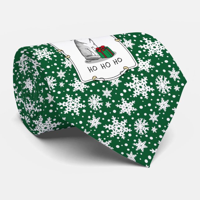 Cravate Noël Santa Hat Sibérien Husky (argent) mignonne (Roulé)