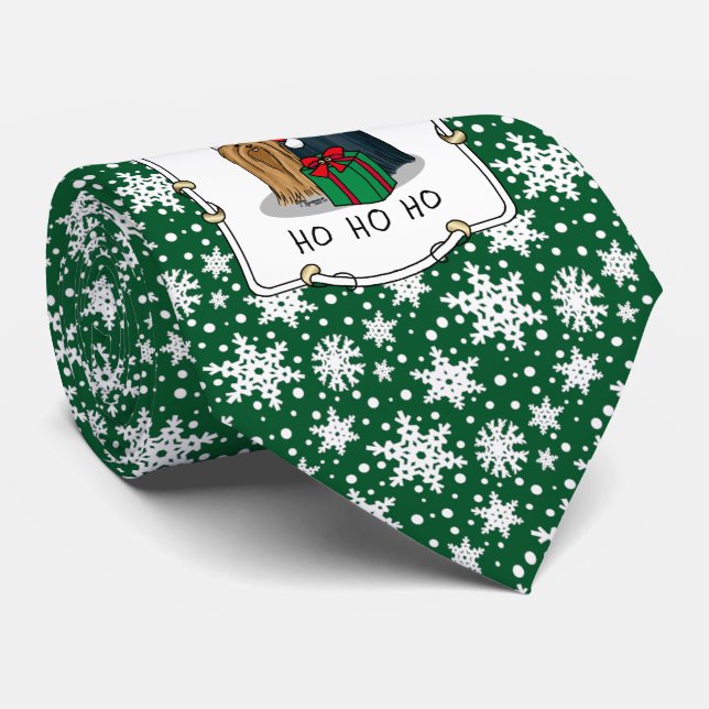 Cravate Noël Santa Hat Yorkshire Terrier Yorkie Cute (Roulé)