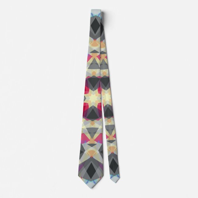 Cravate Noël Star Winter Grey Festif Rouge Or Jaune (Devant)