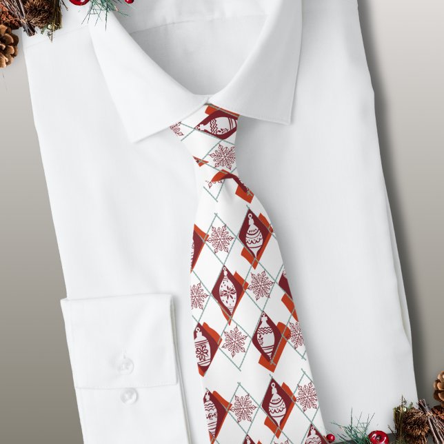 Cravate Noël Vacances Scandinave Rouge Blanc Motif (Créateur téléchargé)