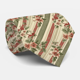 Cravate Noël Vintage Floral Rayé (6)
