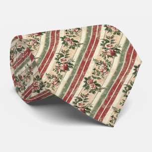 Cravate Noël Vintage Floral Rayé (7)