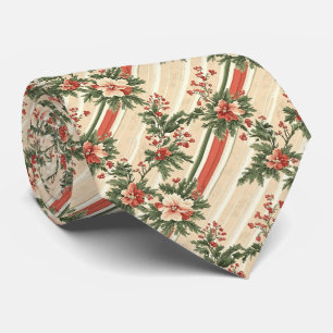 Cravate Noël Vintage Floral Rayé (9)
