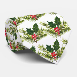 Cravate Noël vintage holly Faveurs rouges festives