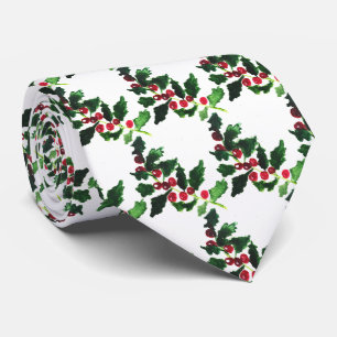 Cravate Noël vintage Holly Favors Rouge Festif