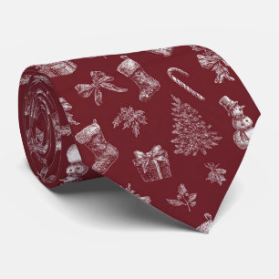 Cravate Noël Vintage Toile Rouge avec Bas (2)