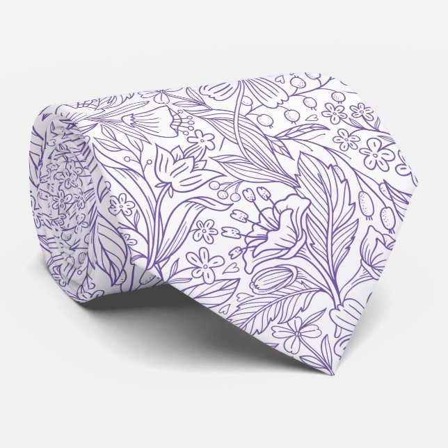 Cravate Nœud de cou lavande violet floral (Roulé)