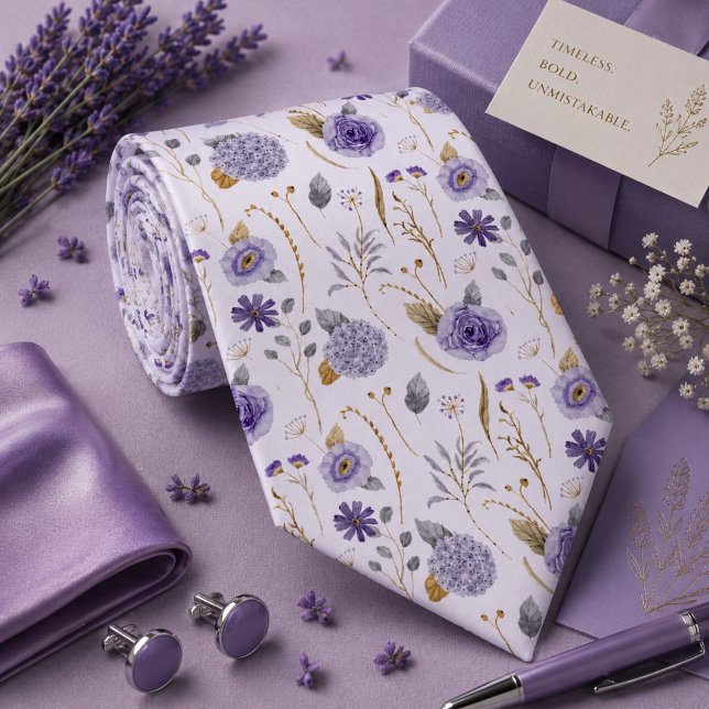 Cravate Nœud de cou lavande violet floral (Créateur téléchargé)