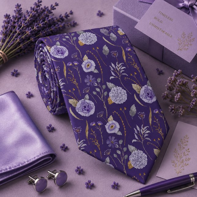 Cravate Nœud de cou lavande violet floral (Créateur téléchargé)
