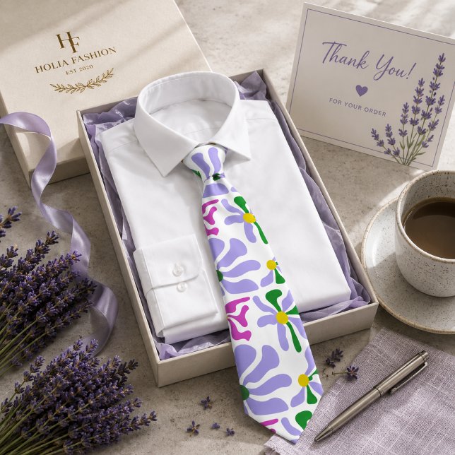 Cravate Nœud de cou lavande violet floral (Créateur téléchargé)