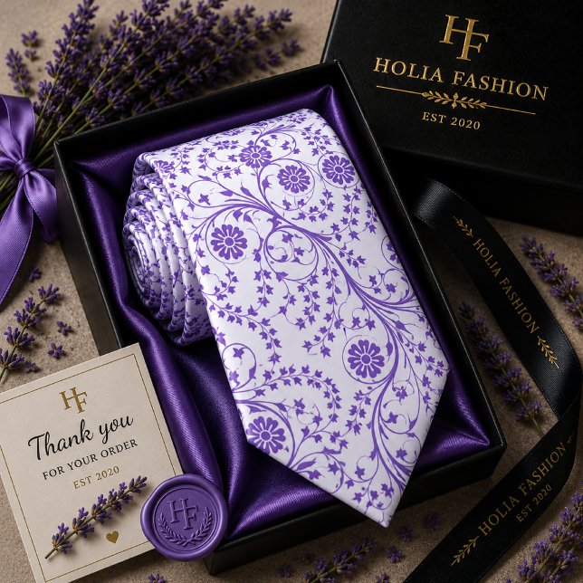 Cravate Nœud de cou lavande violet floral (Créateur téléchargé)