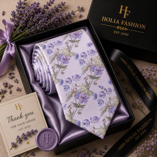 Cravate Nœud de cou lavande violet floral (Créateur téléchargé)