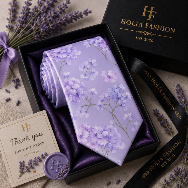 Cravate Nœud de cou lavande violet floral (Créateur téléchargé)