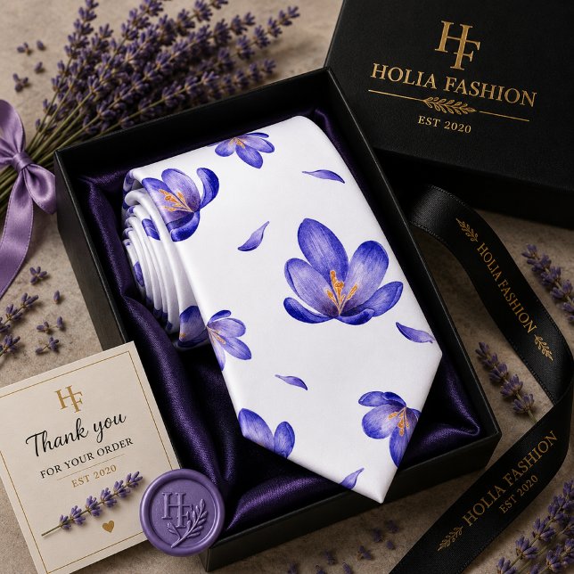 Cravate Nœud de cou lavande violet floral (Créateur téléchargé)