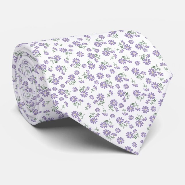 Cravate Nœud de cou lavande violet floral (Roulé)