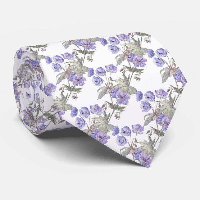 Cravate Nœud de cou lavande violet floral (Roulé)