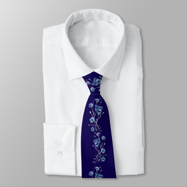 Cravate Nœud papillon floral bleu marine (Attaché)