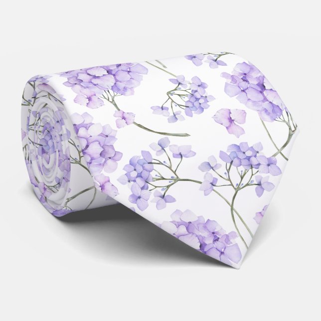 Cravate Nœud papillon lavande violet floral (Roulé)